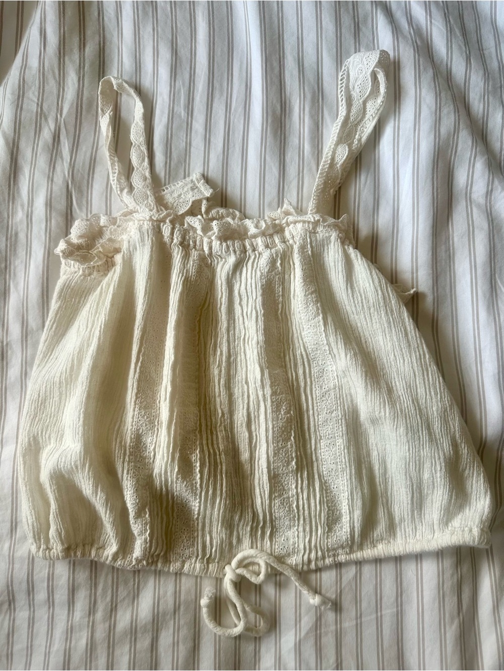Free People Ivory Lace-Trim Tank